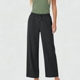 thumbnail image 5 of Axiiglly Wide Leg Pants for Women Drawstring Elastic Waist Flowy Trousers with Pockets Summer Beach Vacation Pants, S-2XL, 5 of 6