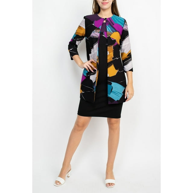 Danny & Nicole Scoop Neck Sleeveless Zipper Back Bodycon Multi Print