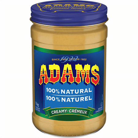 Adams 100% Natural Creamy Peanut Butter  1kg/2.2 lb