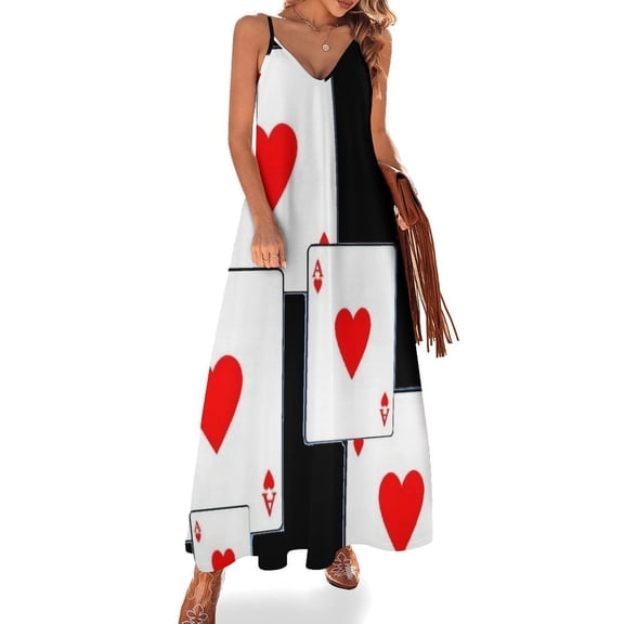 Hearts Playing Card Sleeveless Dress Loose Women's Dress Dresses Luxury Evening Dresses