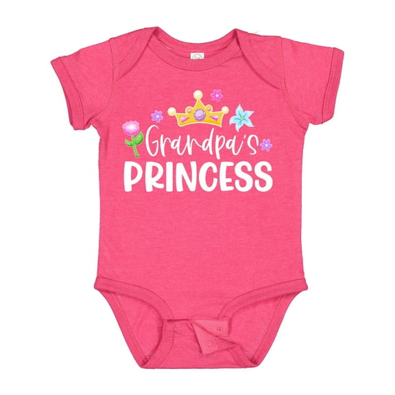 Inktastic Grandpa's Princess Crown and Flowers Girls Baby Bodysuit