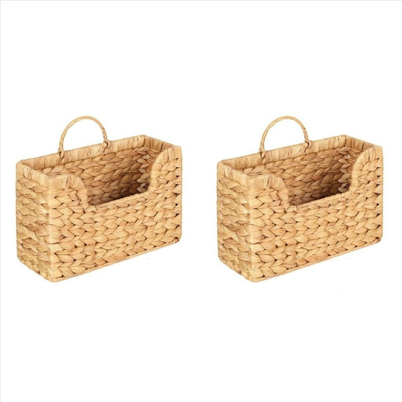 2X Revistero de Pared Tejido A Mano con Jacinto de Agua: Organizador Colgante para Correo, Periódicos y Revistas, Cesta de Almacenamiento Estilo Bohemio.
