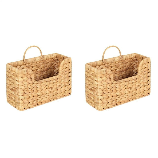 2X Revistero de Pared Tejido A Mano con Jacinto de Agua: Organizador Colgante para Correo, Periódicos y Revistas, Cesta de Almacenamiento Estilo Bohemio.