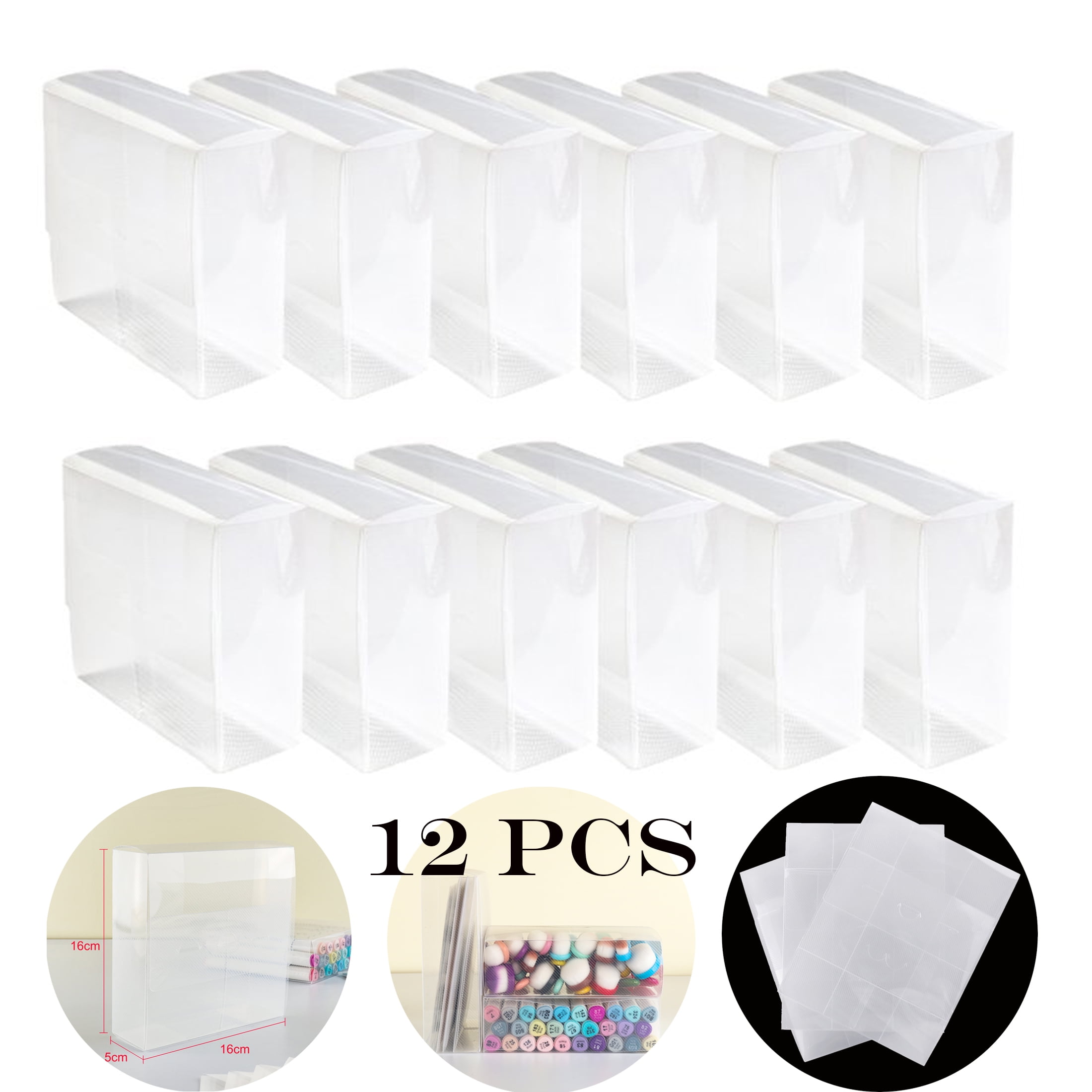 Briartw 12 Pieces Storage Boxs Transparent Multifunctional Assembly