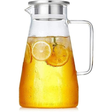 SG] 1000ML Glass Jug Glass Pitcher Water Jug Jar Cold Water Pitcher With Lid Beverage Jar Ice Tea Kettle Lemonade Juice I.410209782