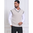 thumbnail image 4 of DARING DIVA Men's Solid Color V-Neck Sleeveless Cable Knitted Sweater Vest M Beige, 4 of 7