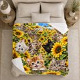 thumbnail image 5 of Playful Kittens Sunflower Garden, Playful Pet Portrait Pattern, Warm Flannel Blanket for Living Room and Reading Nook, Cat Lovers Friendship Gift, Pet Lover Home Decor, 5 of 9