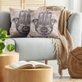 thumbnail image 5 of Ambesonne Hamsa Throw Pillow Cover 2 Pack, Esoteric Luck Charm, 24", Dark Brown and Cinnamon, 5 of 5