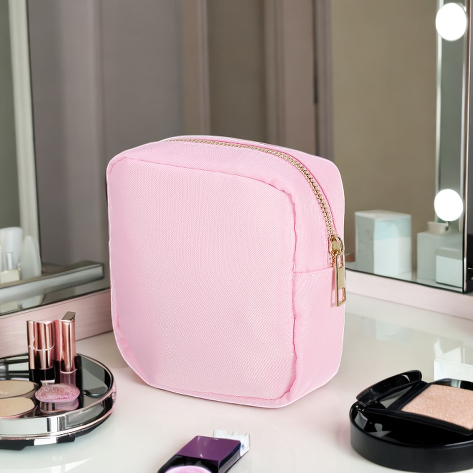 Unique Bargains Women Waterproof Makeup Bag for Business Travel Vacation Gym Light Pink