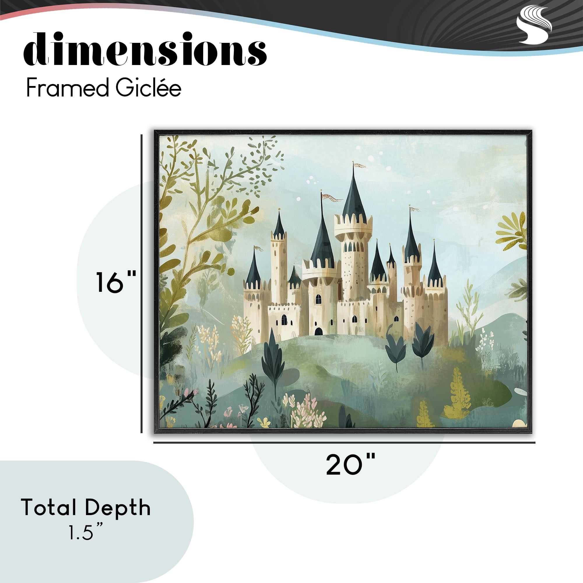 Stupell Industries Princess' Castle View Black Framed Giclee Art, design by Christine Simpson Art