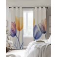 thumbnail image 3 of X-ray Floral Blackout Curtains 72 Inch Length Yellow Brown Tulips Blue Leaf Spring Retro Thermal Insulated Window Curtain Window Drapes 2 Panels for Bedroom Living Room 52"Wx72"L, 3 of 9