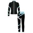 thumbnail image 5 of Sholeno Kids Ice Skating Outfit Girls Zip Jacket Coat with Figure Skating Leggings Yoga Dance Pants Light Blue 6, 5 of 7