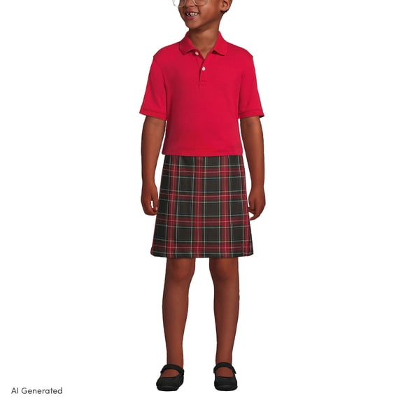 Lands' End Kids Husky Short Sleeve Interlock Polo Shirt