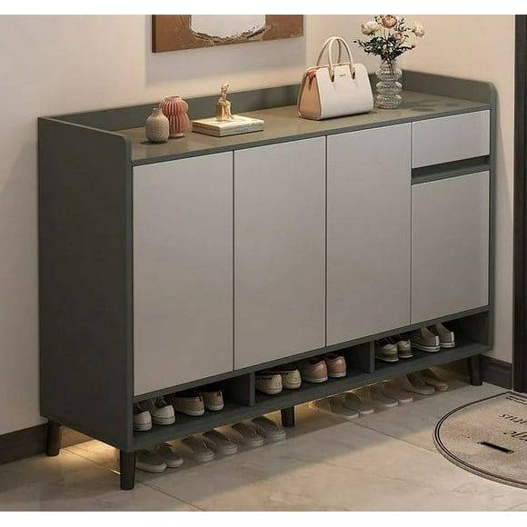 Shoe Cabinet Household Entrance Porch Storage Cabinet Apartment Simple Door Shoe Rack Large Capacity Solid Wood Storage Shoe Cabinet