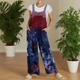 thumbnail image 3 of Iaqnaocc 4th Of July Women's Jumpsuits Loose Fit American Flag Stars Sleeveless Wide Leg Summer Adjustable Strap Red White and Blue Jumpsuits Overalls Dark Blue 2XL, 3 of 6