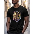 thumbnail image 3 of Anchor Rope Men's T Shirts Yellow Flame T-Shirt for Men Crew Neck Tees Cotton Tops, Black, S, 3 of 7