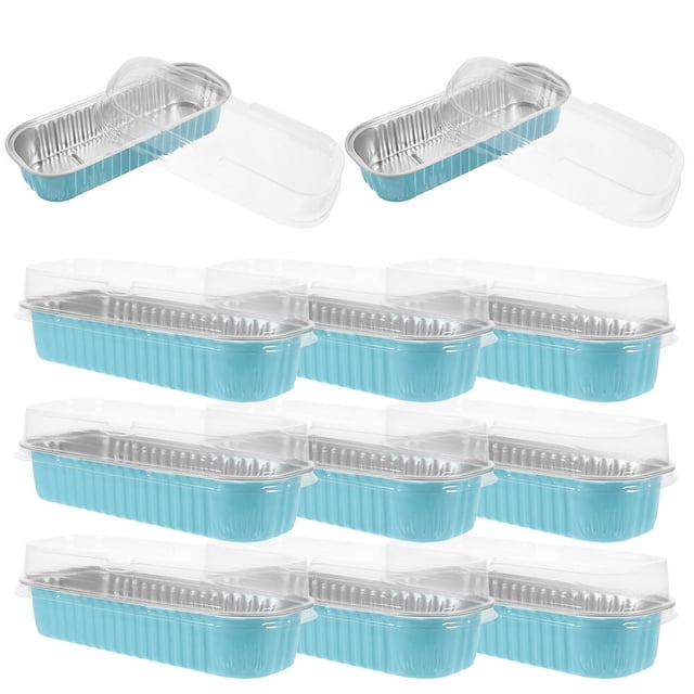 HLONK 25 Pcs Baking Mold Disposable Pans Bakeware with Lids Food Containers Plate Aluminum Foil Plastic