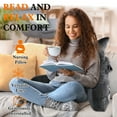 thumbnail image 6 of PHOGARY Reading Pillow, 23" Backrest Pillow with Arms and Pocket, Bed Rest Pillow with Detachable Neck Roll, Watching TV Bed Rest Reading Gaming Pillow for Adult Kids, Dark Grey, 6 of 7