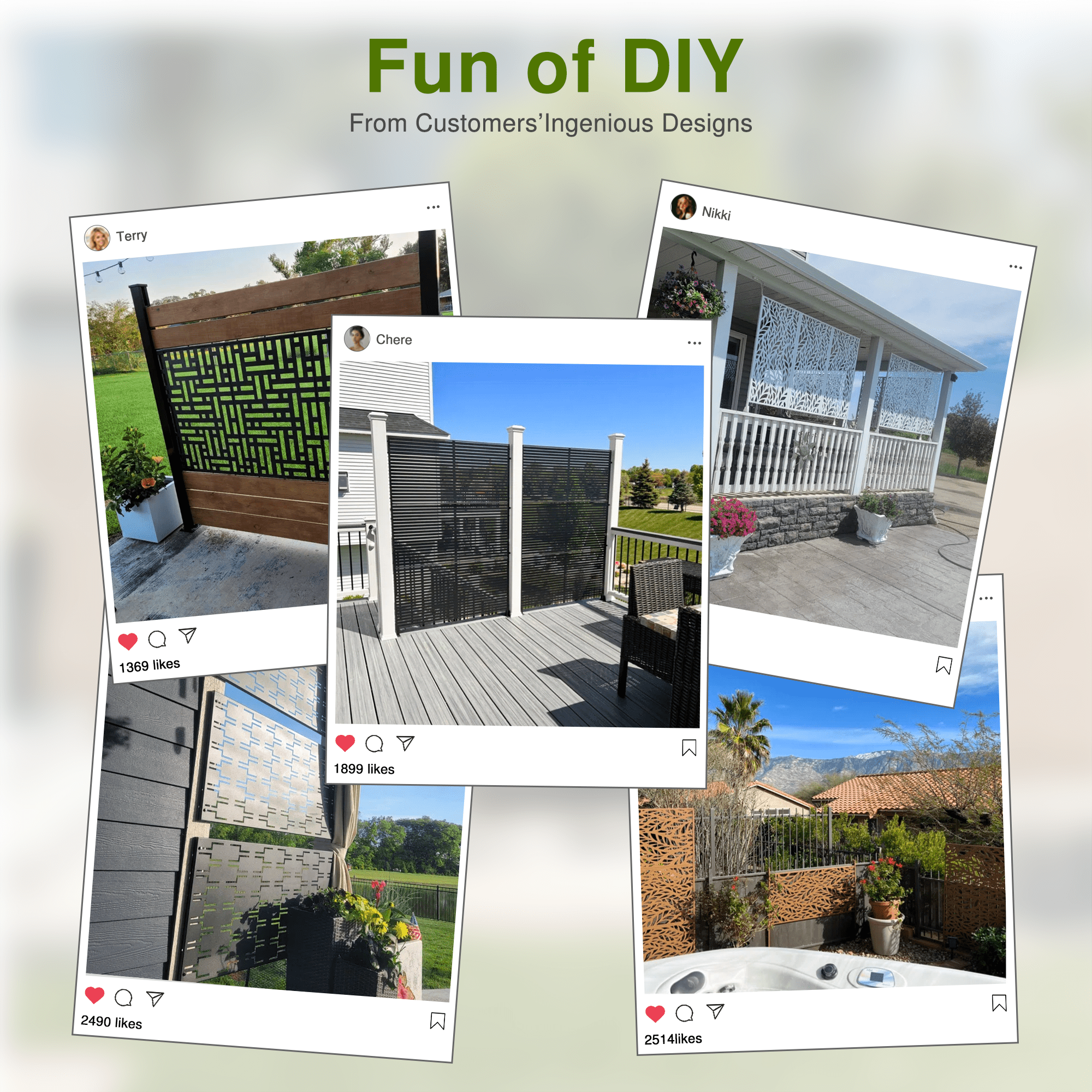MAYEERTY 72×47" Outdoor White Metal Privacy Panel Screen for Backyard & Garden, Bamboo Leaf Pattern