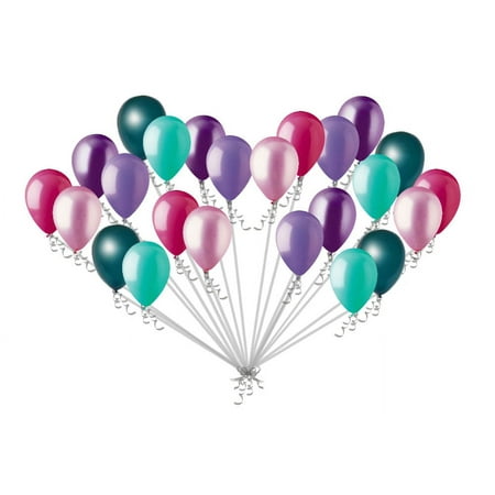 24 pc Pink Purple & Teal Latex Party Balloons Birthday Baby Unicorn Mermaid