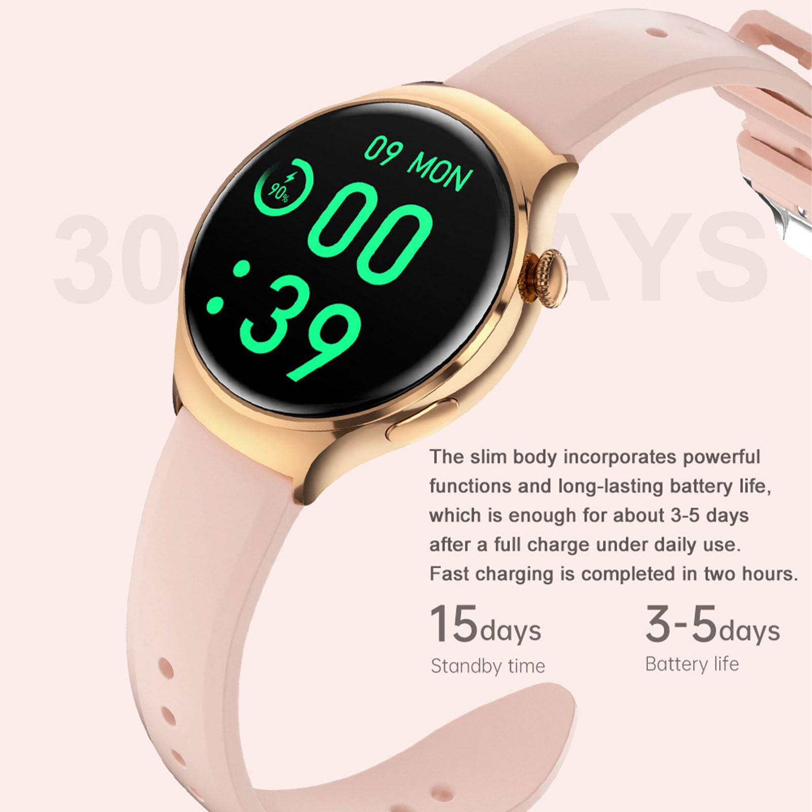 Hwkond Smart Watches Men Women, New Bluetooth Call For Women's Health Temperature NFC Smartwatch(Gold)