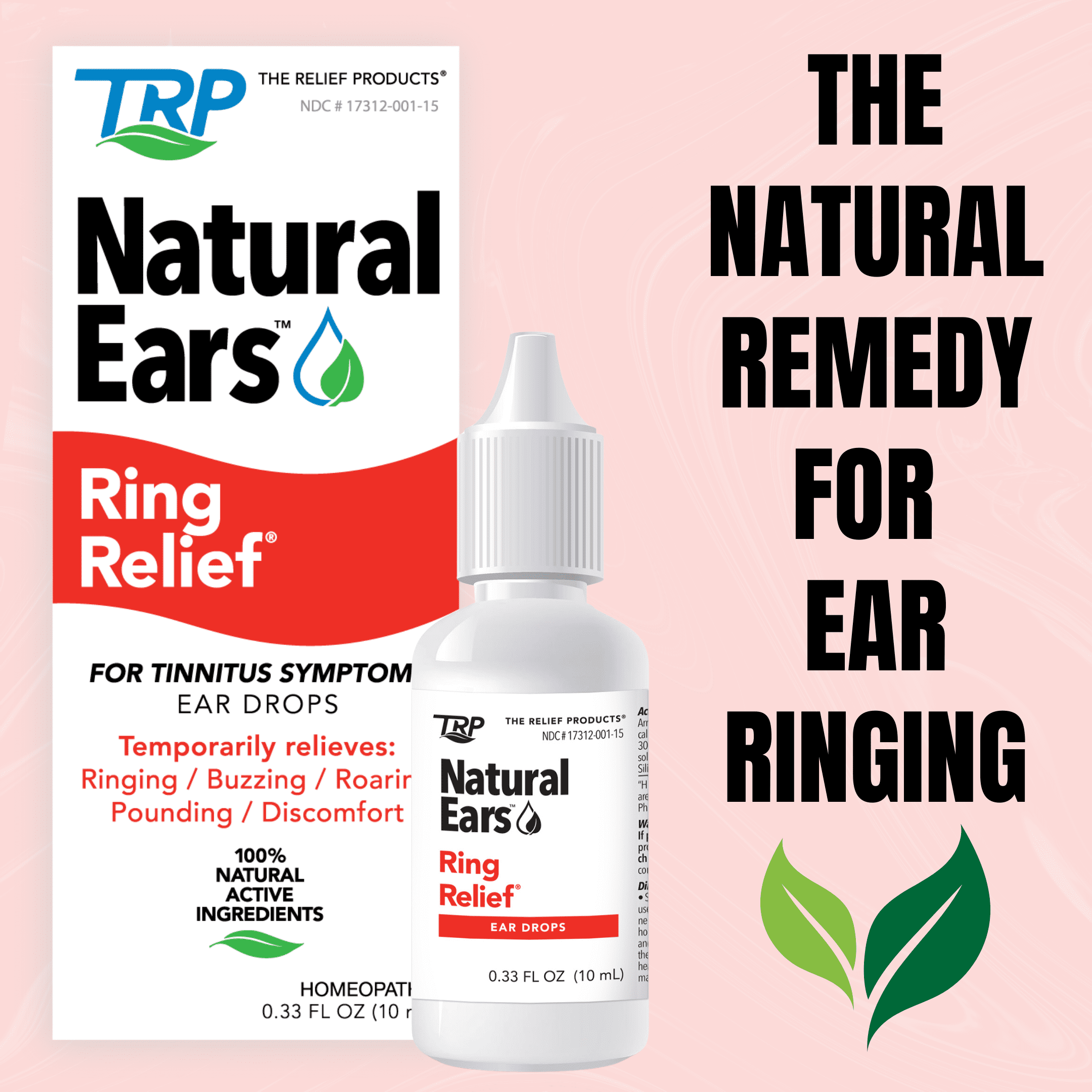 The Relief Products, Natural Ears, Ring Relief Ear Drops, Tinnitus Symptoms such as Ear Ringing, 1 Count, 0.33 fl oz