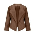 thumbnail image 5 of Ounisa Women's Coats Tops Fashion Faux Suede solid color Jackets 2025 Clothes Lapel Long Sleeve Open Front Outerwear Cropped Blouse, 5 of 8