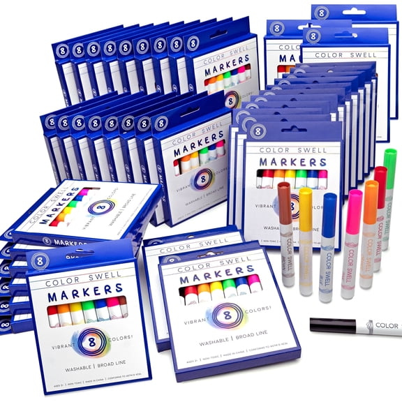 Color Swell Bulk Washable Markers - 40 Packs 8 Markers per Pack (320 Markers Total)