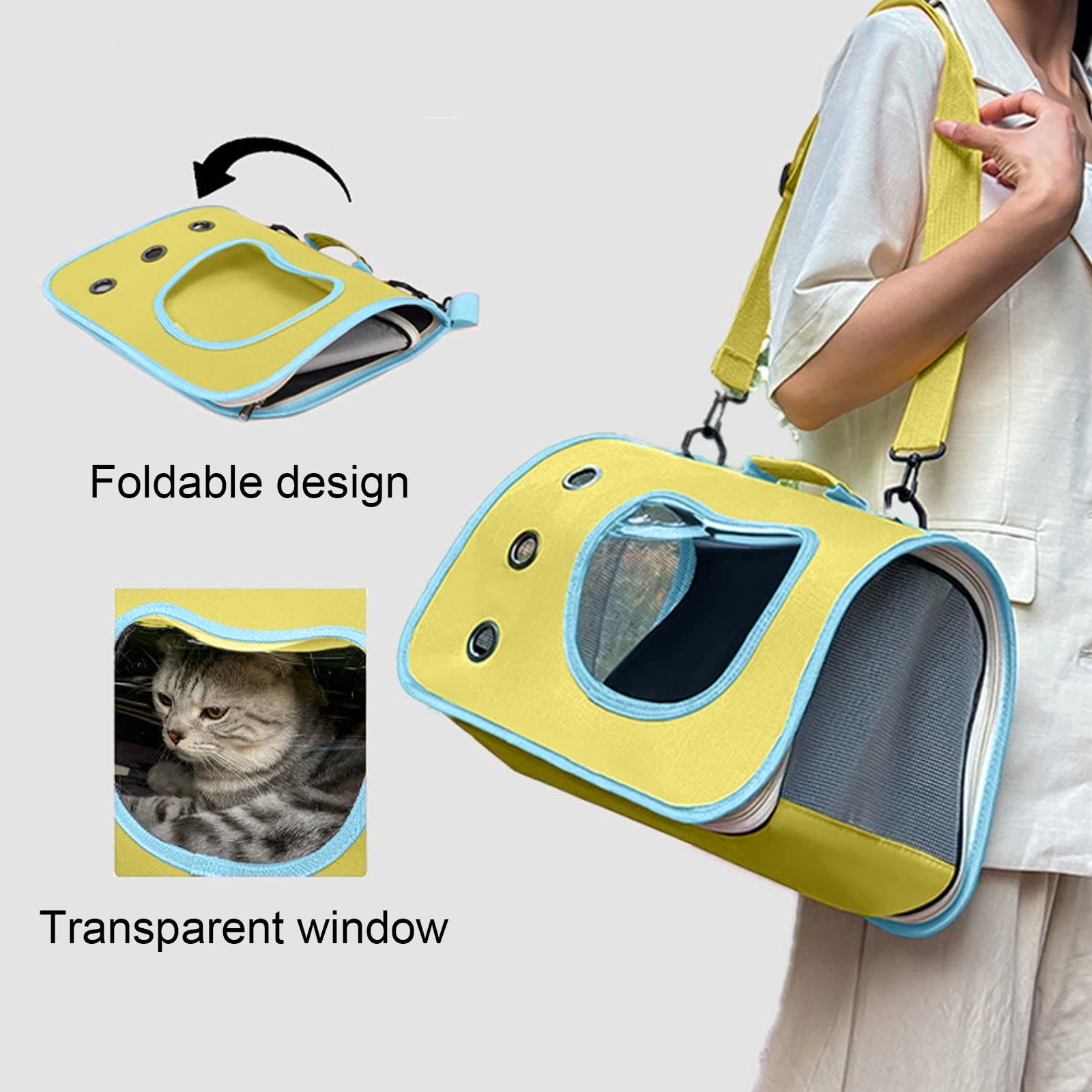 SingleShoulder Cats Carrier Portable Handheld Pet Bag for Outdoors Large Capacity Foldable Pet Backpack Cats Airline-Approved Carrier