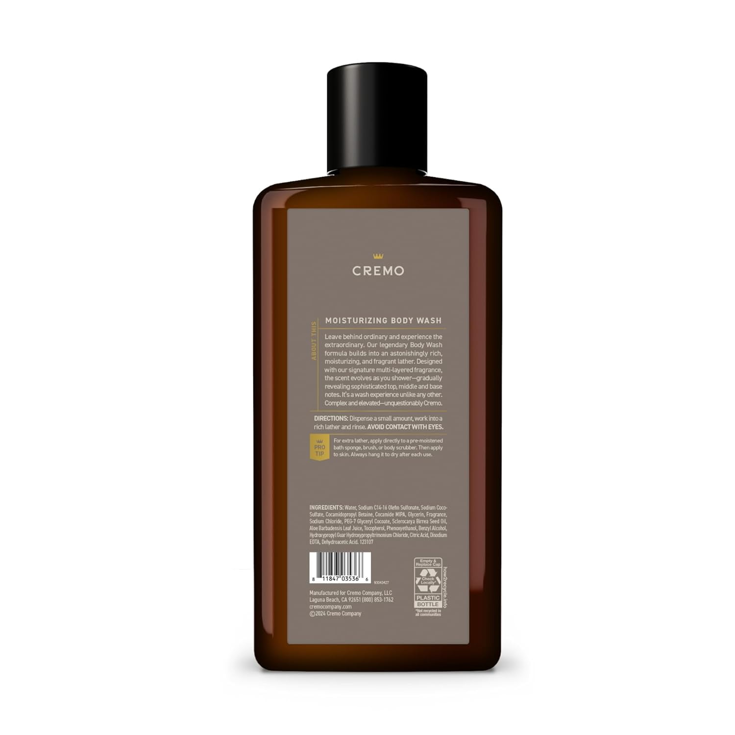 Cremo Vintage Suede Body Wash - 16 oz, 3 Pack