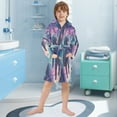 thumbnail image 5 of FORMRS Niños Bathrobe Unisex Hooded Robe Soft Plush Pajamas Sleepwear, Size 7-9T, Astronaut Pattern, 5 of 7