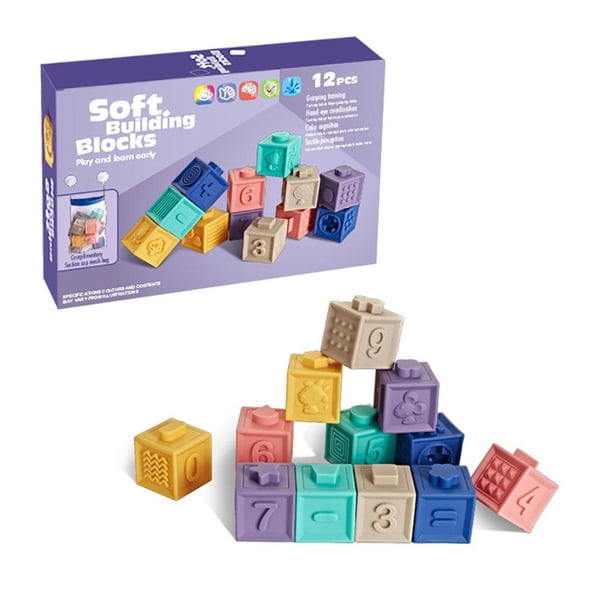 Bloques De Construcción Suaves Juguetes De Bloques Apilables Para Bebés Juguetes Educativos Para Edades Tempranas Para Bebés12 Uds Sweethay FN006157-00