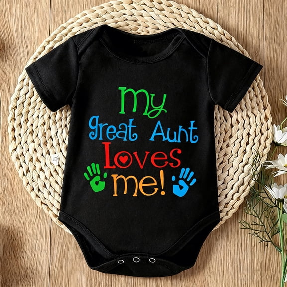 "From Your Favorite Auntie" Baby Romper, My Great Aunt Loves Me Bodysuit - Cute Short Sleeve Onesie for Newborns, Unisex Infant Gift for Outdoor & Photos,0-3M