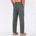 thumbnail image 5 of USNSM Men's Ripstop Cargo Pants Washed Solid Multi-Pocket Hiking Pants Outdoor Casual Loose Comfortable Pants Straight Leg Trouser Green* M, 5 of 9