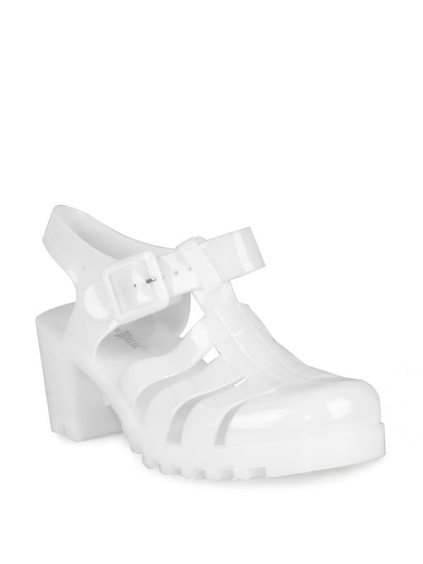 white jelly heels