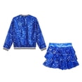 thumbnail image 6 of vastwit Kids Girls Hip Hop Jazz Latin Dance Outfit Sequin Sparkle Jacket with Tiered Mini Skirt Set Dancewear Royal Blue 8, 6 of 7