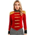 thumbnail image 2 of vastwit Womens Stand Collar Velvet Jacket Fringed Shoulder Board Long Sleeve Coat A Red S, 2 of 7