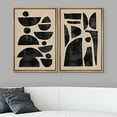 thumbnail image 3 of PixonSign Framed Wall Art Set Retro Geometric Mid-Century Semi-Circle Polygons Variety Abstract Shapes Canvas Prints Cozy Neutral Minimal Decorative Bohemian for Home Decoration - 16"x24"x2 Natural, 3 of 5