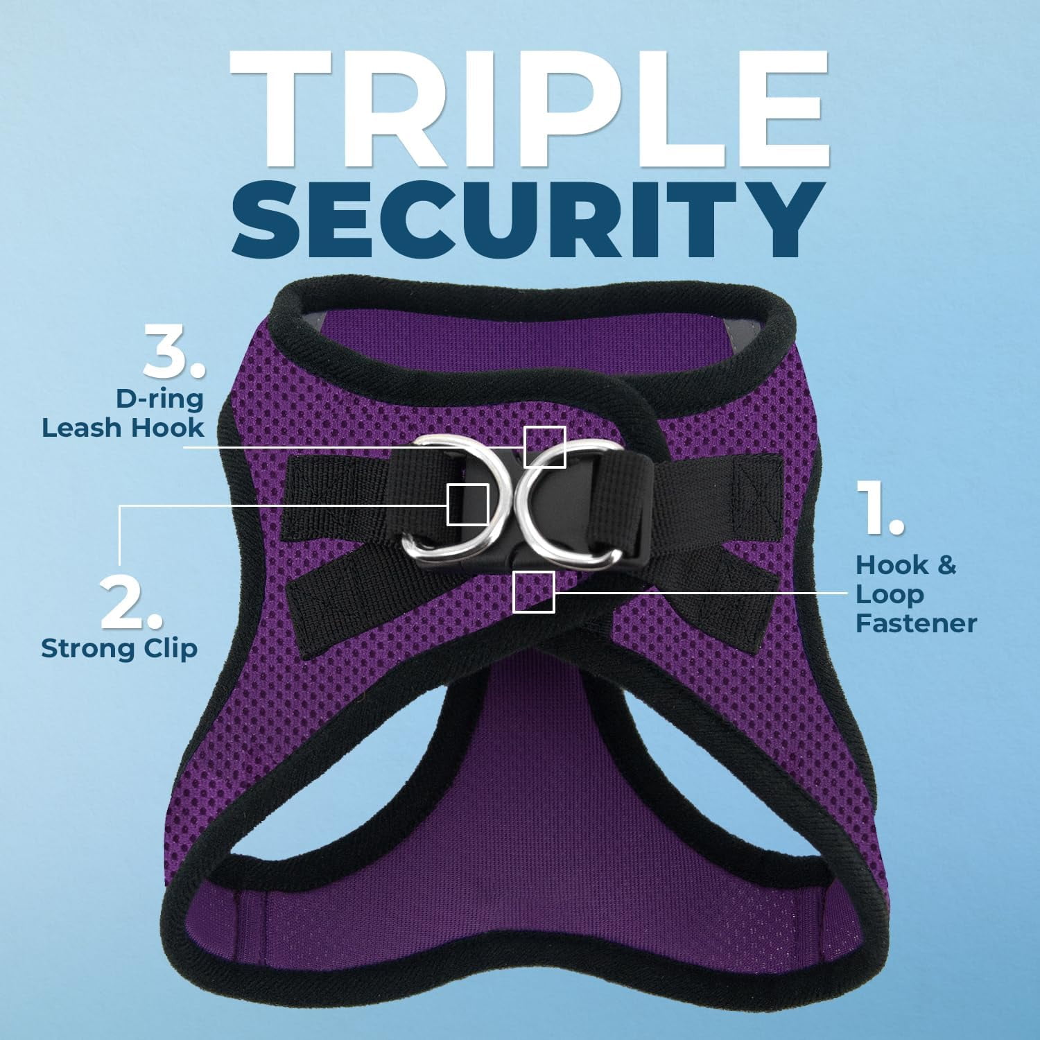 Voyager Step-in Air All Weather Mesh Harness and Reflective Dog 5 ft Leash Combo with Neoprene Handle, for Small, Medium and Large Breed Puppies - Purple/Black Trim, X-Small