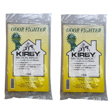 4 Kirby ODOR FIGHTER Micron Magic with Charcoal Filtration Allergen Vacuum Filter Bags for Households with Cats,