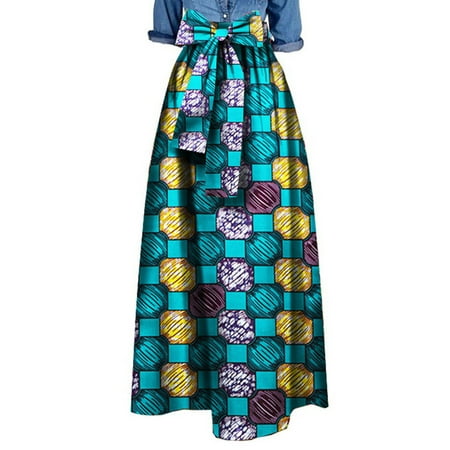 - Women African Printed Long Skirts Plus Size