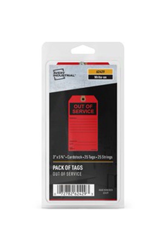 ; Preprinted OUT OF SERVICE Red Service Tags - 5.75" Length x 3" Width - 25 / Pack - Card Stock - Red