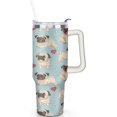 thumbnail image 2 of 40 oz Pug Tumbler with handl, Straw, Dog Travel Mug Water Bottle, Stainless Steel Insulated Cup with Lid and Straw, Birthday Christmas Gifts, 2 of 6