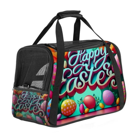Easter Sherpa Dog Carrier Bag with 900D Oxford Cloth Fabric  Nylon Webbing - 17x10x11.8 in / 43x26x30 cm - Pet Travel Tote for Small Breeds - Breathable &