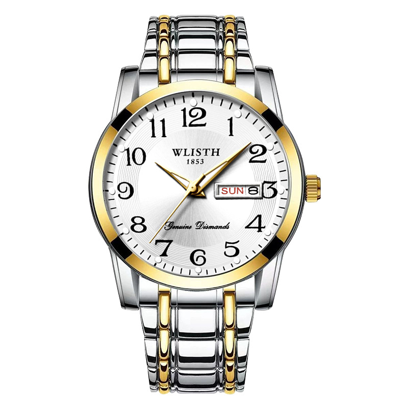 Men's Watch with Dual Calendar, Luminous Function, Large Numbers, Water-Resistant Quartz Digital Watch for Men