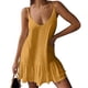 thumbnail image 2 of Falda de vestido sin mangas con espalda descubierta y tirantes sueltos de Color sólido con cuello en V Sexy para mujer a la moda Pompotops qwe13130, 2 of 9