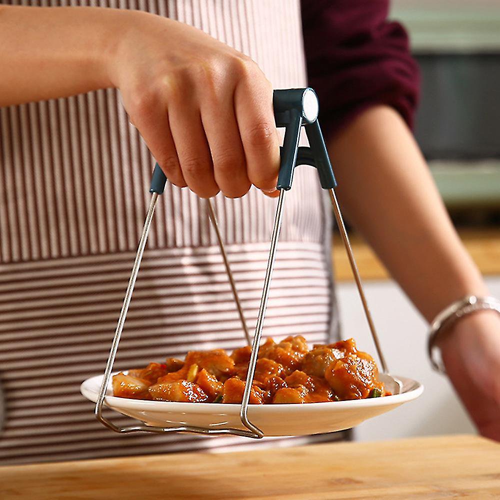 Pinces Anti-Brûlure 2 Pièces - Pinces à Plats Chauds En Inox Pour Four, Micro-ondes & Cuisson - Pliables