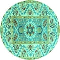 thumbnail image 1 of Ahgly Company Indoor Round Abstract Turquoise Blue Modern Area Rugs, 8' Round, 1 of 4