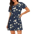 thumbnail image 4 of Salouo Daisies Flowers Print Short Sleeve Sleepshirt for Womens Comfy Nightgown Scoopneck Cute Nightdress Ruffle -3X-Large, 4 of 7