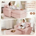 thumbnail image 5 of Muumblus Oversized Accent Chair with Ottoman, 48" Indoor Chaise Lounge Cloud Corduroy Sofa Reading Armchair for Modern Living Room, Bedroom, Pink, 5 of 11